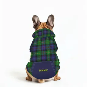 Custom Blue Plaid Dog Hoodie with Pockets for Stylish Pets