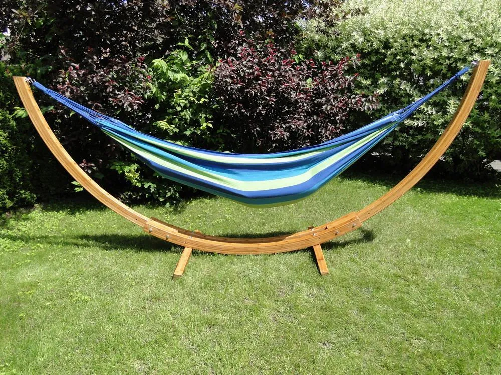 Deluxe Brazilian Style Double Hammock with Bamboo Stand