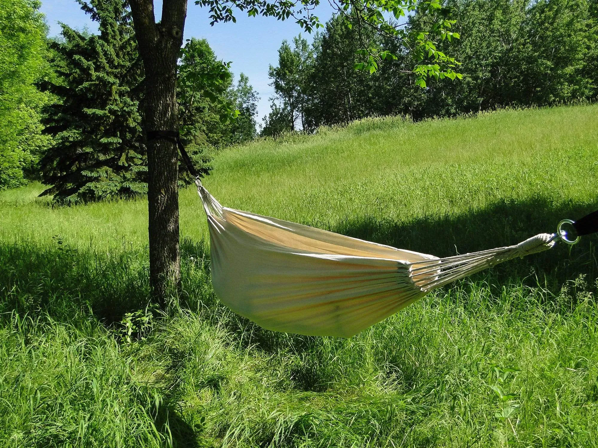 Deluxe Brazilian Style Double Hammock with Bamboo Stand