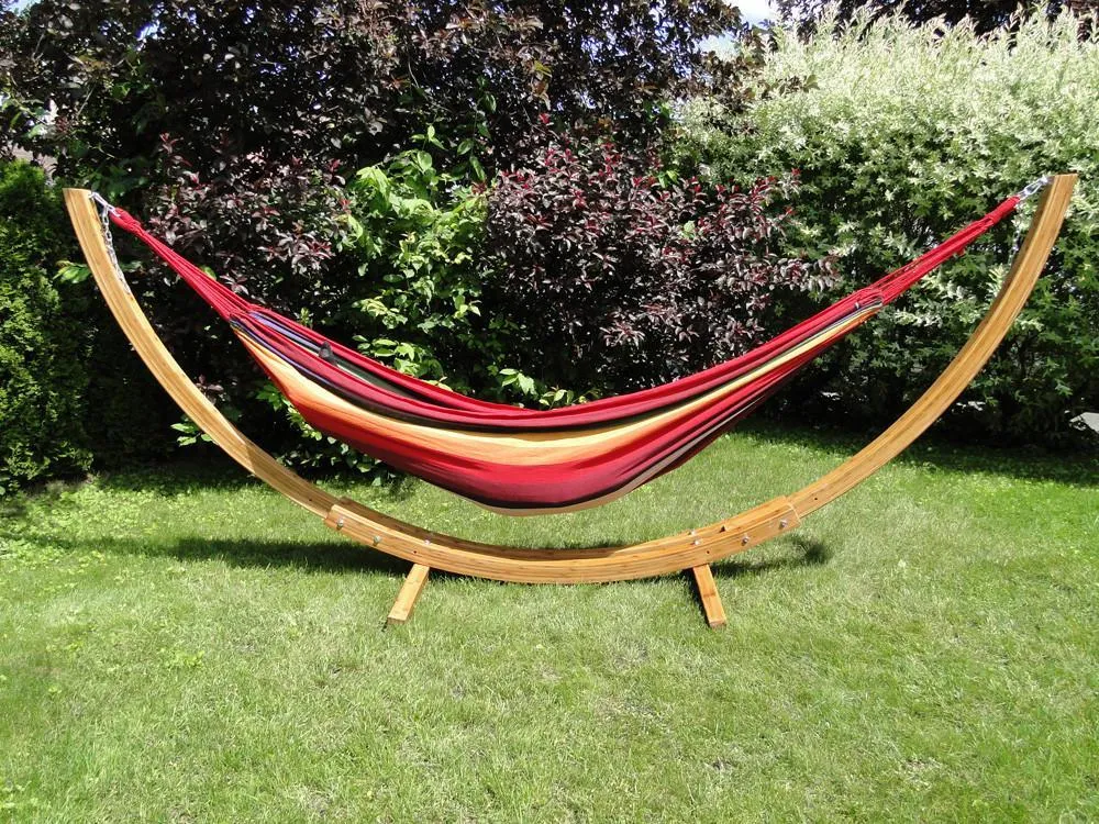 Deluxe Brazilian Style Double Hammock with Bamboo Stand