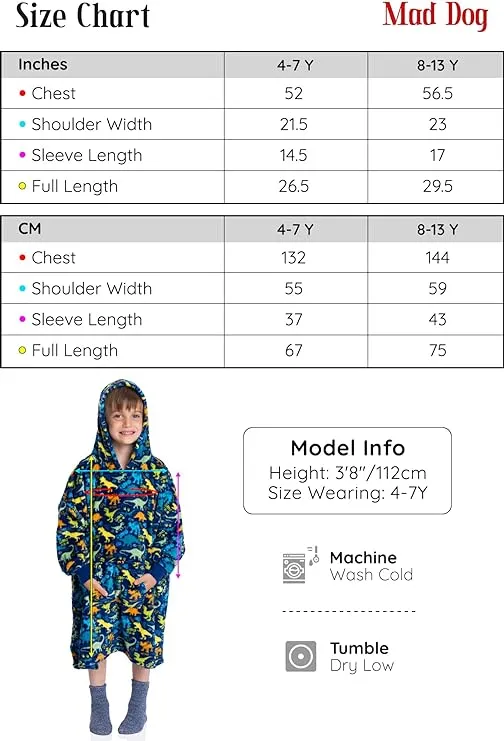 DinoSnug Kids' Fleece Hoodie Blanket - Jurassic Warmth for Your Little Explorer - 4-7Y