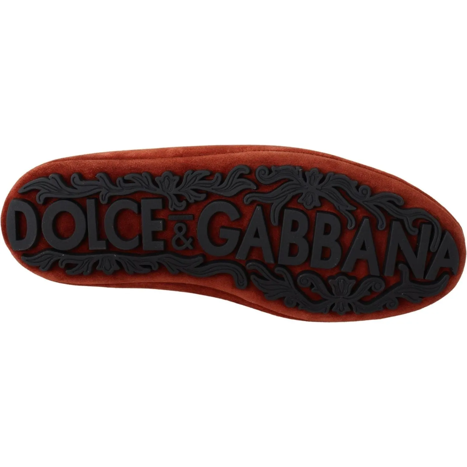 Dolce & Gabbana Opulent Orange Leather Loafers with Gold Embroidery