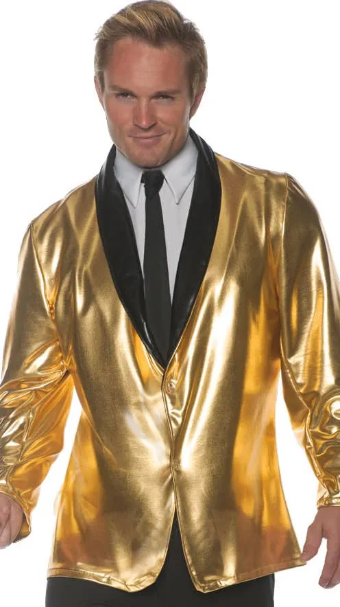 Doo Wop Mens Plus Size Gold 50s Dinner Jacket Costume