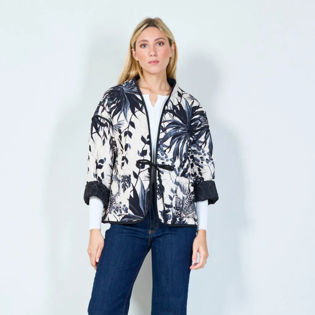 Elegant botanical print quilted jacket wholesale