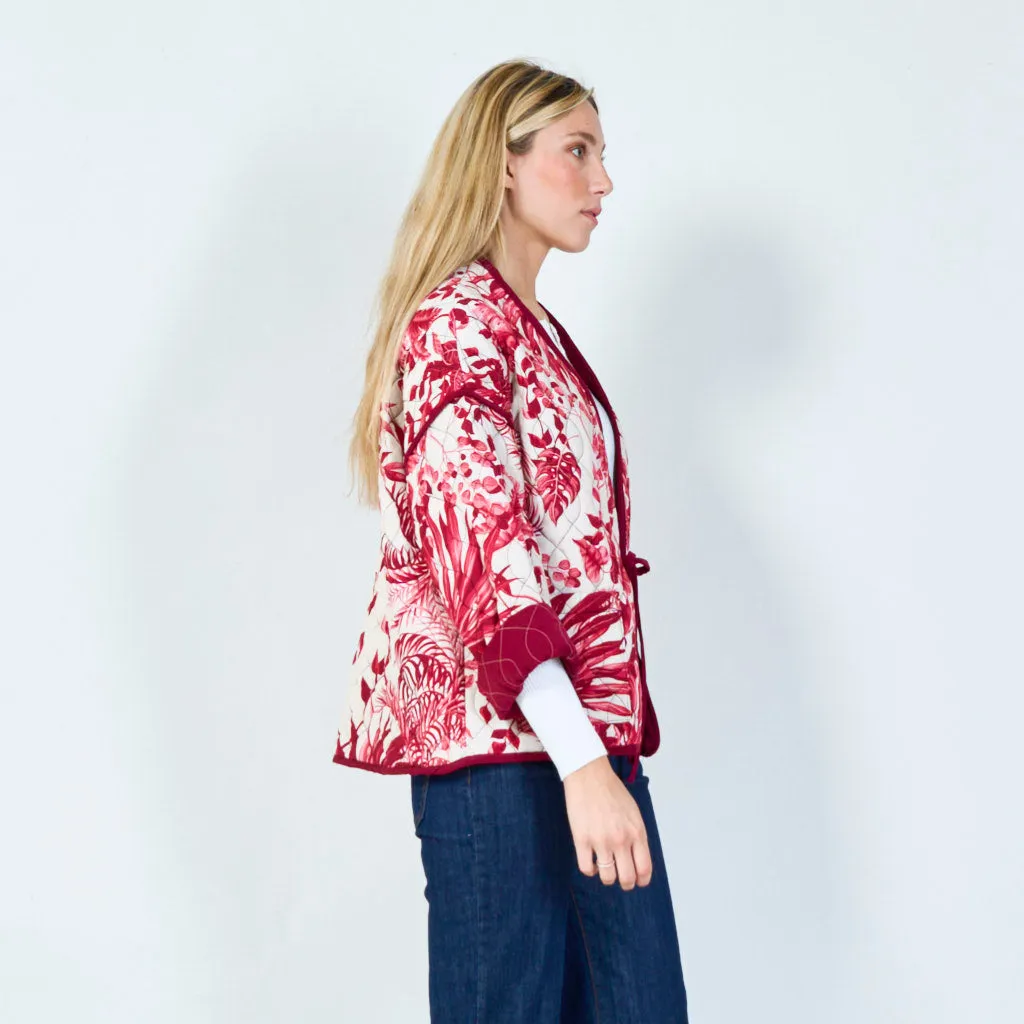 Elegant botanical print quilted jacket wholesale