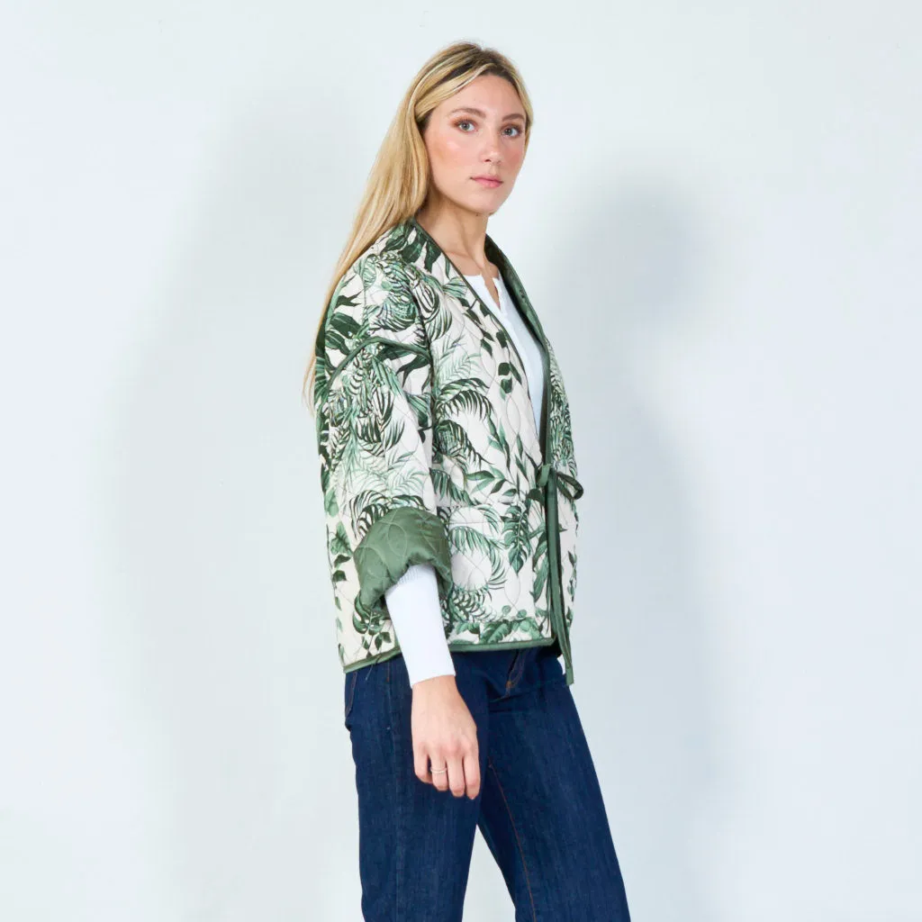 Elegant botanical print quilted jacket wholesale