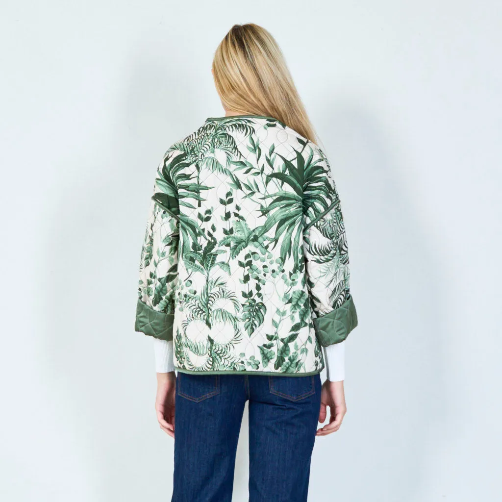 Elegant botanical print quilted jacket wholesale