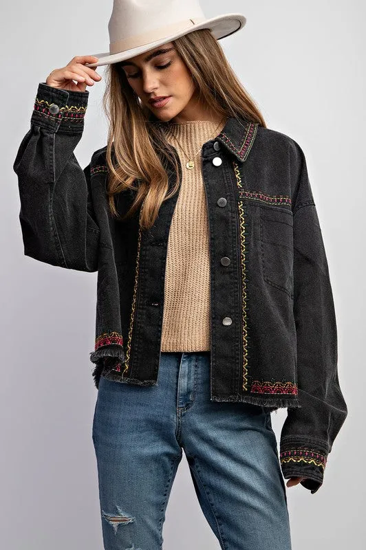 EMBROIDERED WASH COTTON JACKET