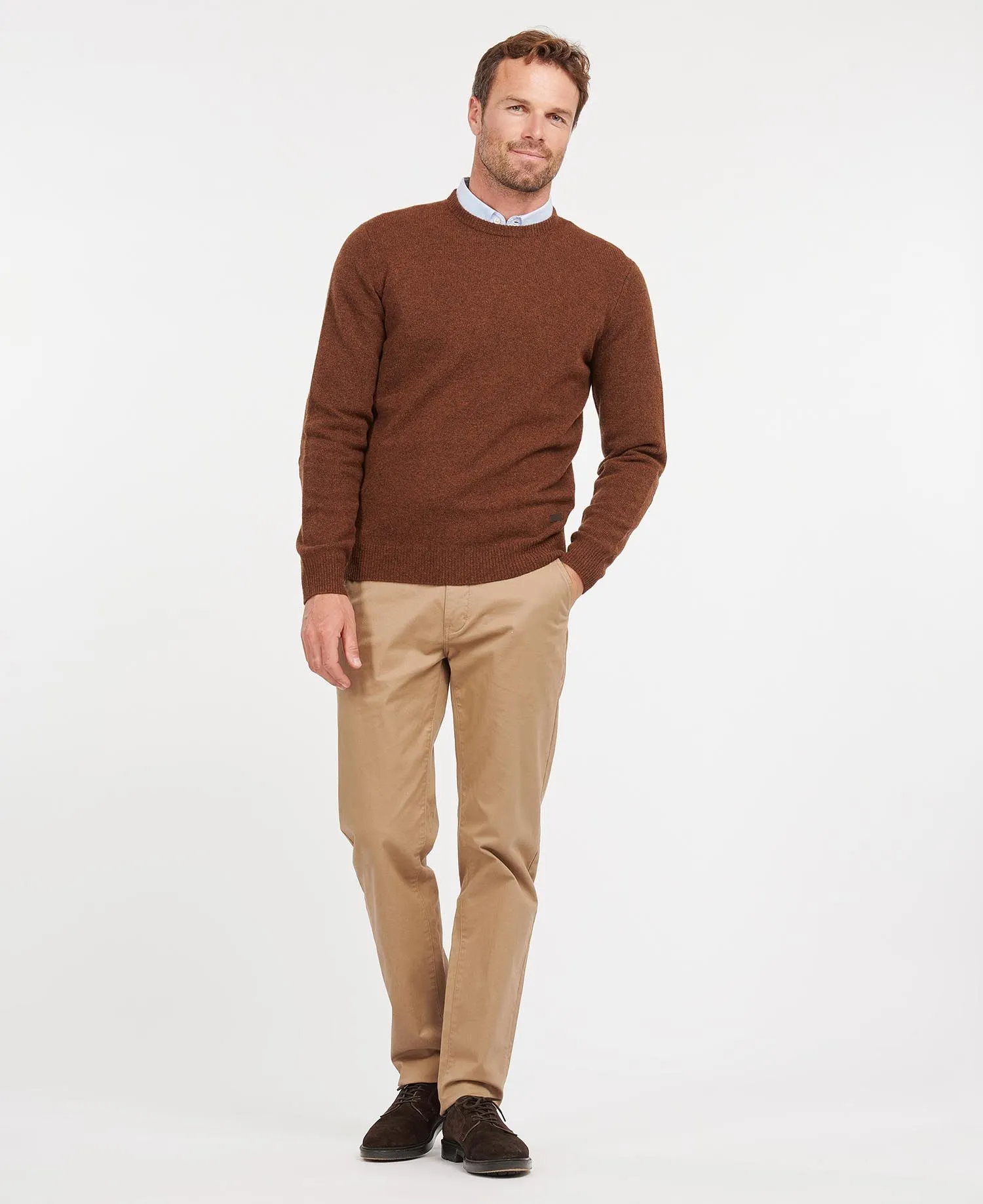 Essential Patch Crew Neck Jumper in Bracken by Barbour