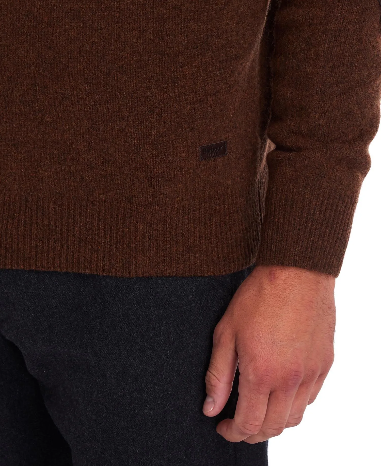 Essential Patch Crew Neck Jumper in Bracken by Barbour