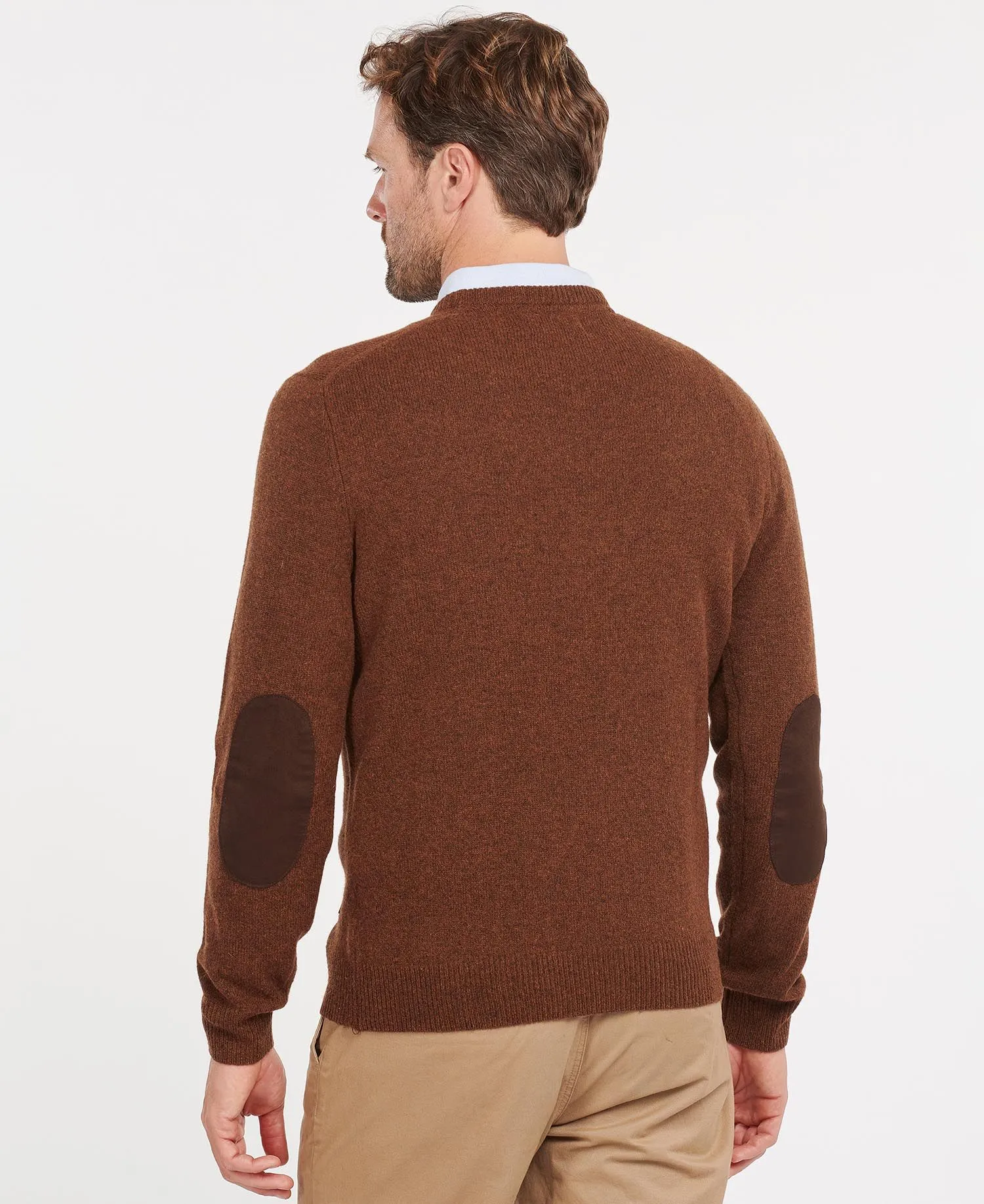 Essential Patch Crew Neck Jumper in Bracken by Barbour