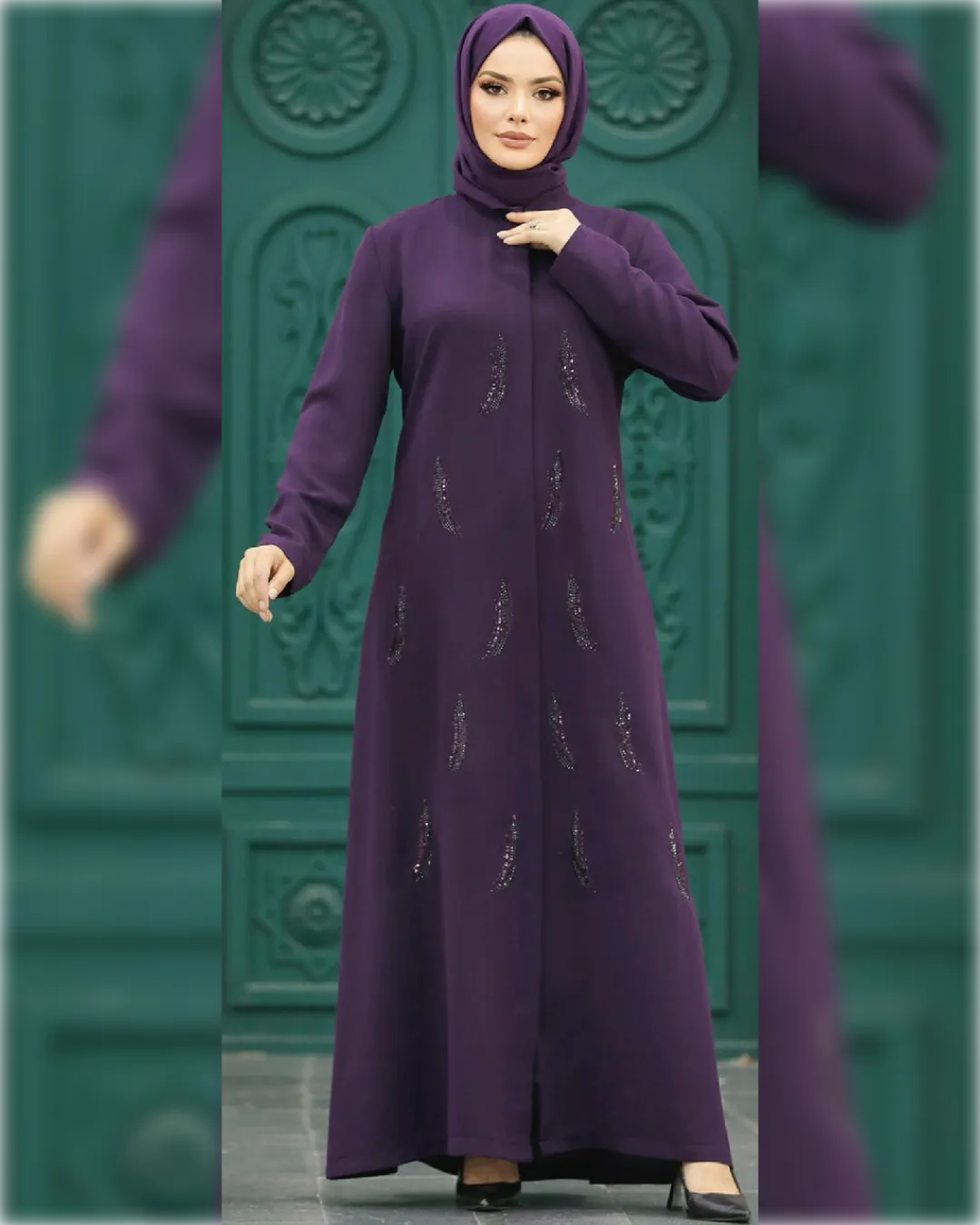 Fatimah Chic Abaya Dress for Summer in Plum Shade   عباءة فاطمة الصيفية  باللون العنابّي الجميل و تفاصيل أنيقة