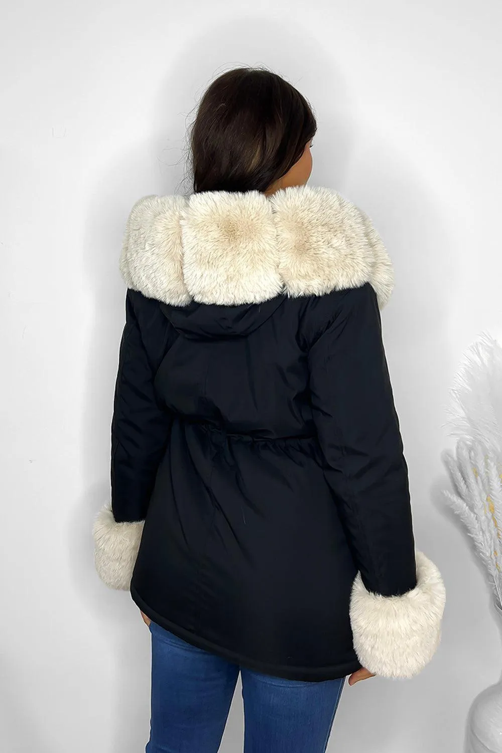 Faux Fur Detachable Fully Lined Versatile Hooded Winter Jacket