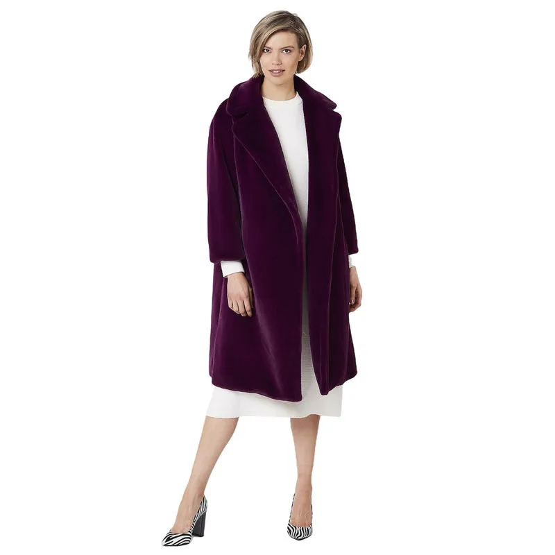 Faux Fur Shaved Shearling Coat Purple