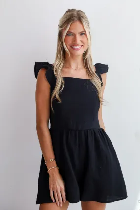 FINAL SALE - Inviting Poise Black Linen Romper