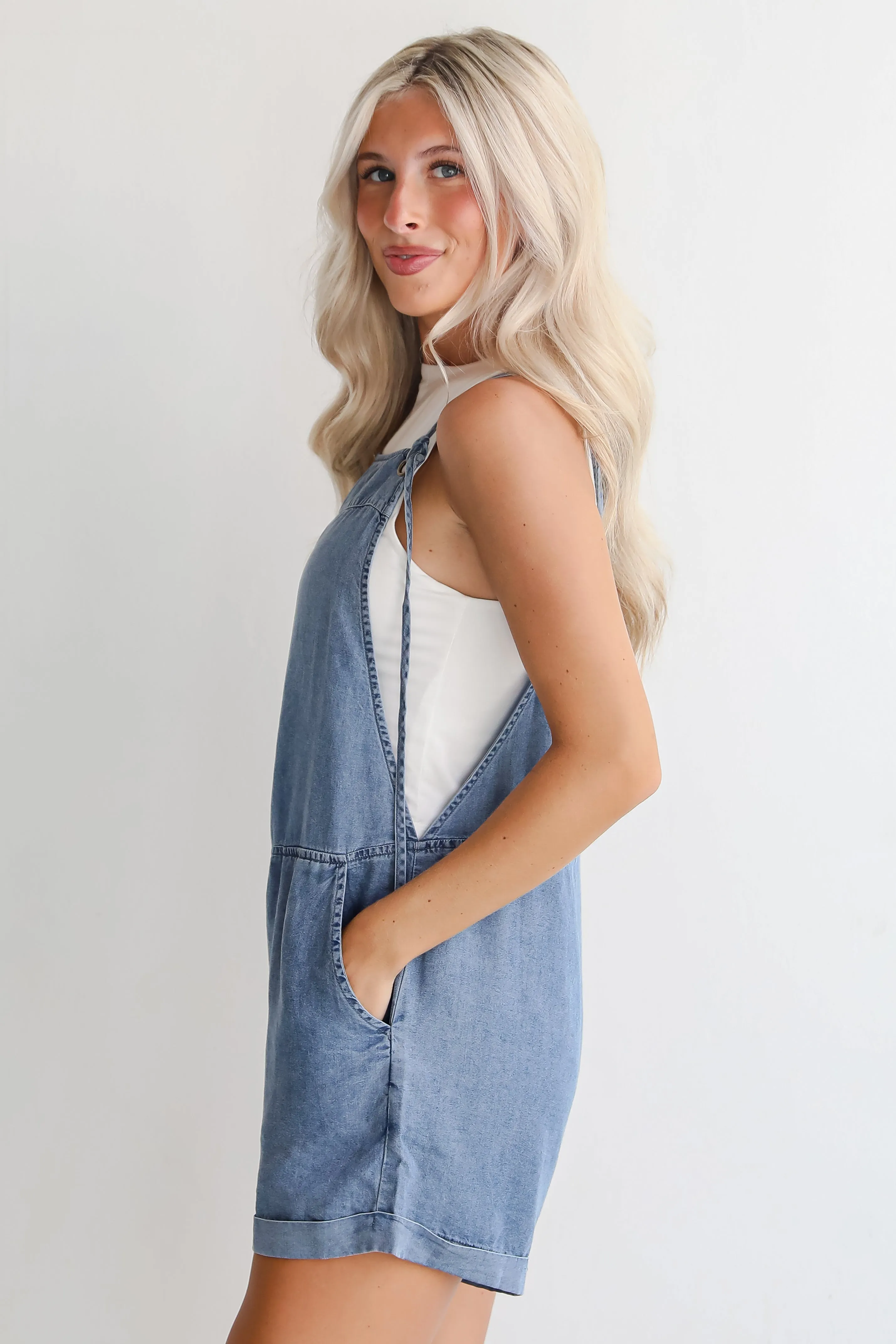 FINAL SALE - Pure Loveliness Medium Wash Denim Romper