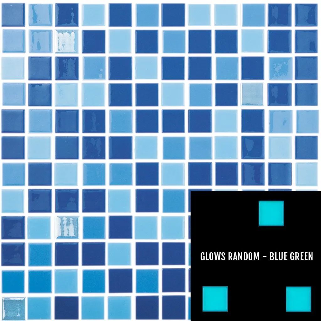 Fireglass 106, 107, 800 - Blue Blend, 1" x 1" - Glass Tile