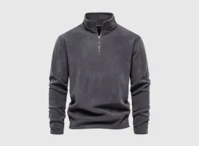 FitVille Men's Standing Neck Half Zip Fleece Sweater