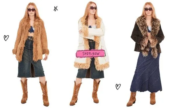 Fur afghan coat and vest