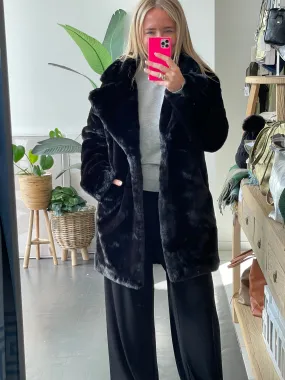 Fur Jacket Coat - black