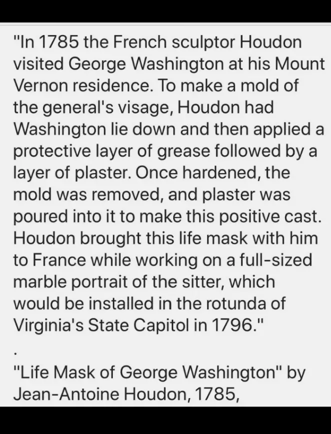 George Washington life mask death cast face head cast