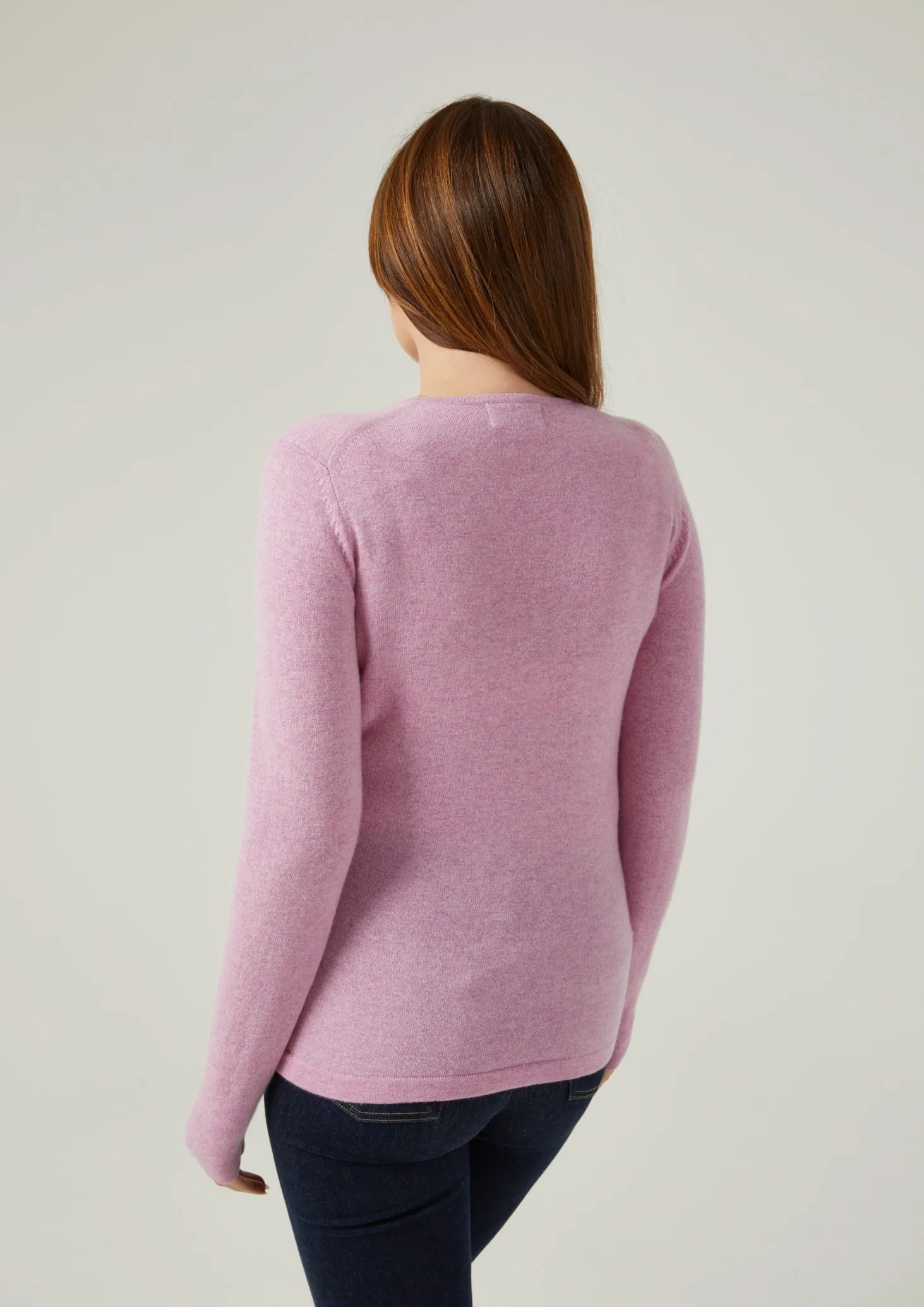 Georgina Ladies Geelong Lambswool Vee Neck Jumper In Flamingo