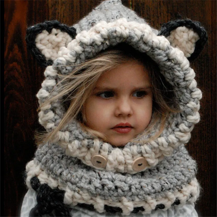 Girls Knit Fox Hats