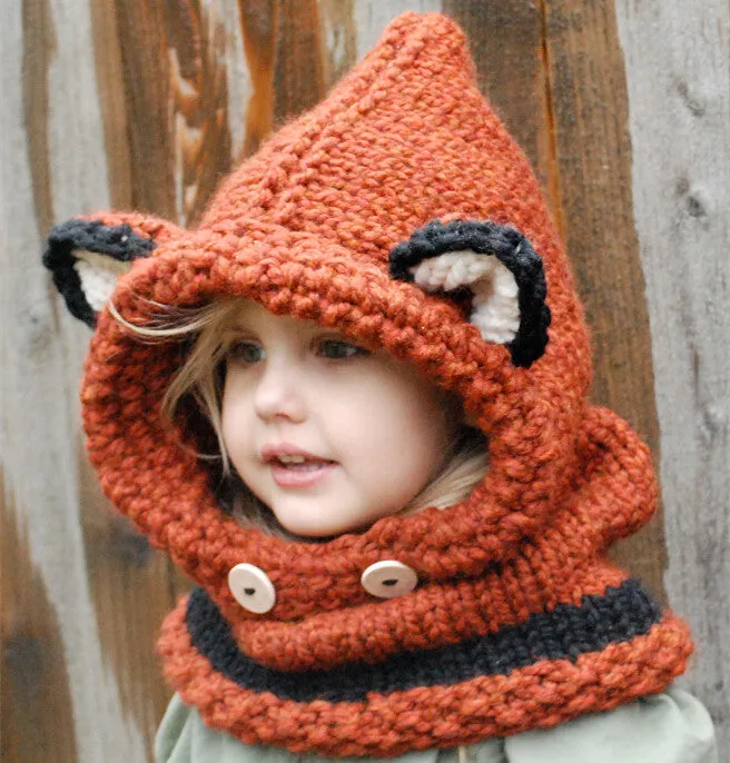 Girls Knit Fox Hats