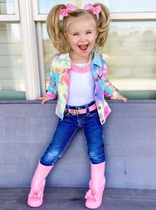 Girls Pastel Tie Dye Denim Jacket