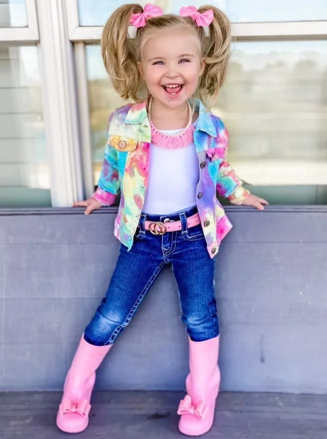 Girls Pastel Tie Dye Denim Jacket