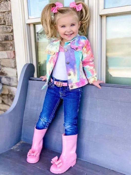 Girls Pastel Tie Dye Denim Jacket