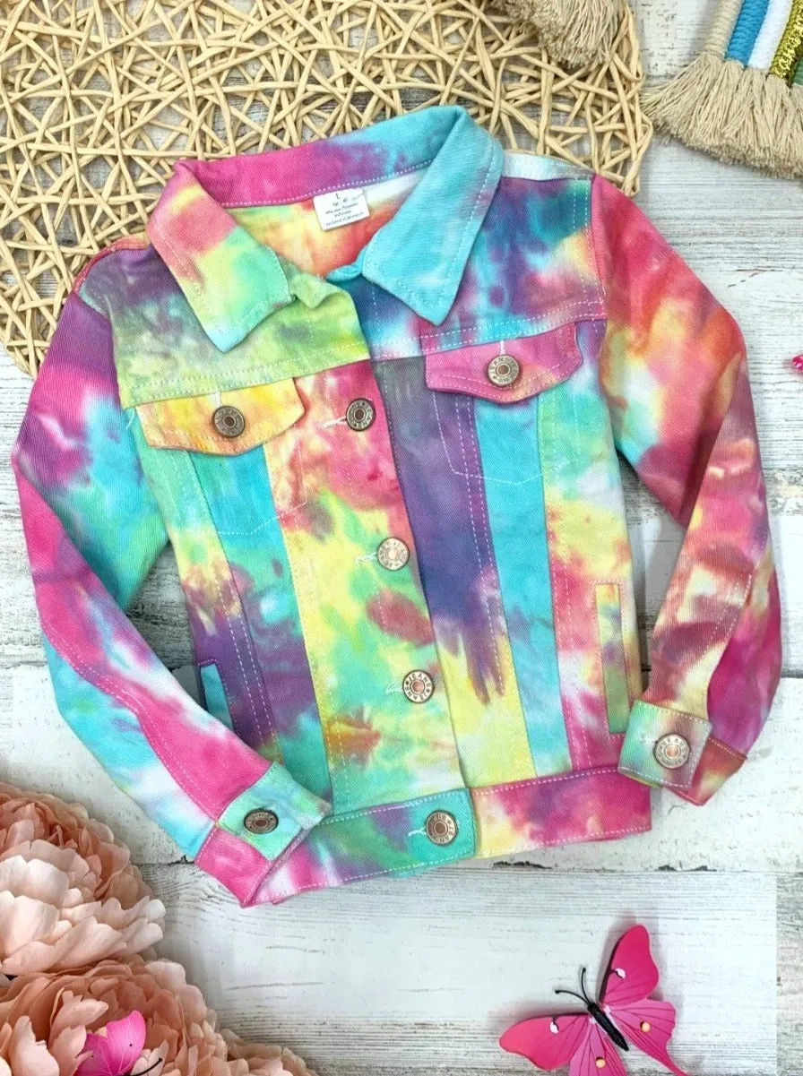 Girls Pastel Tie Dye Denim Jacket