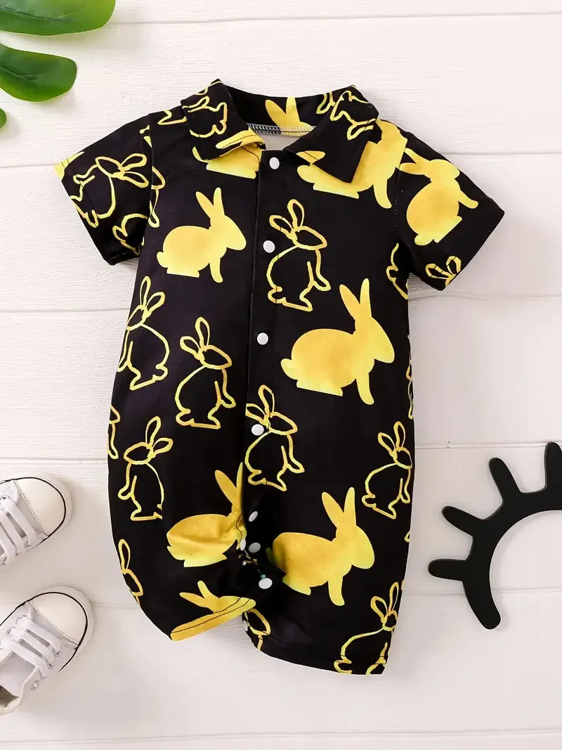 Golden Bunny Baby Boy Romper