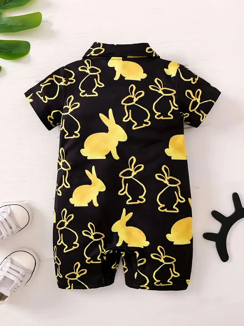 Golden Bunny Baby Boy Romper