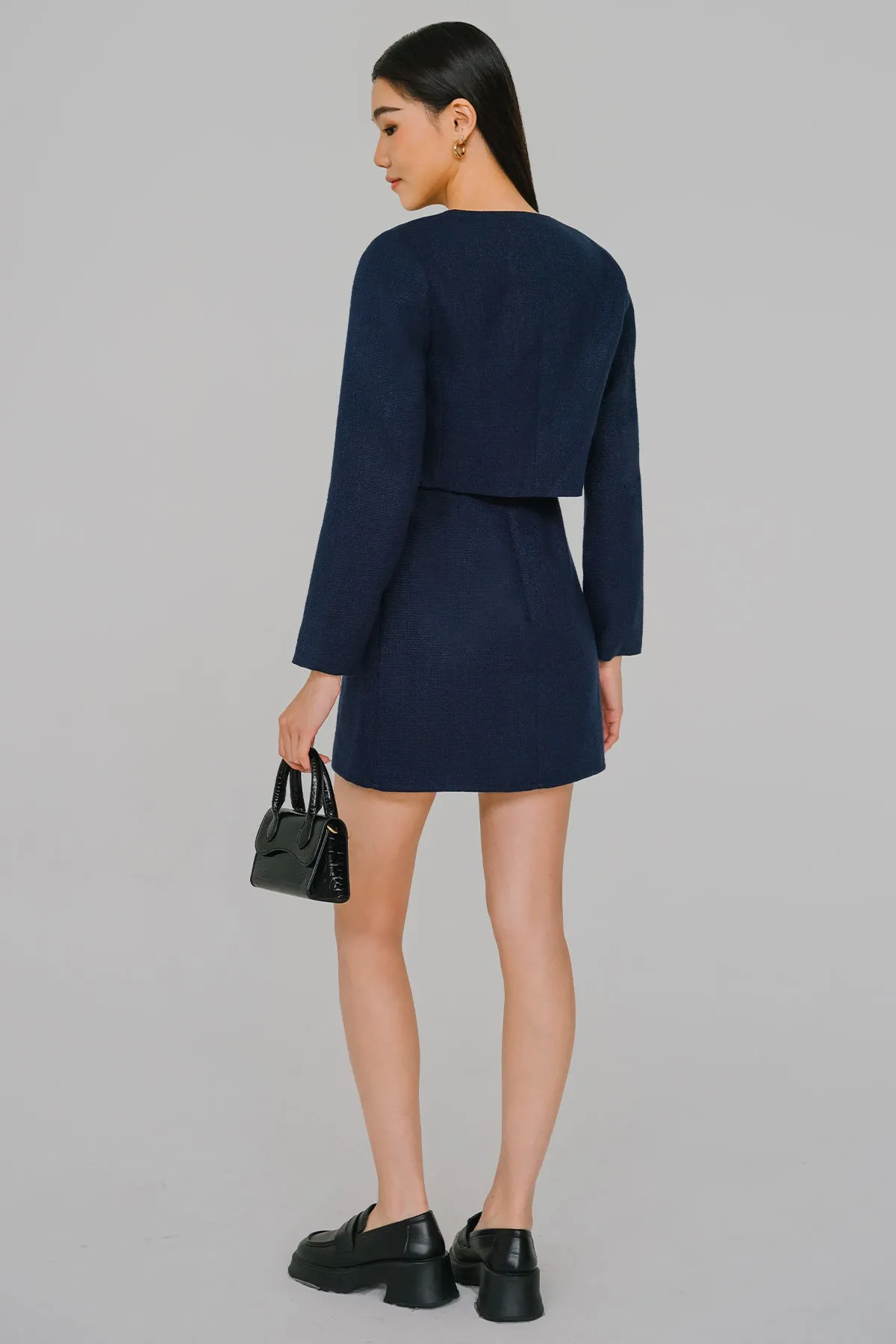 Grace And Poise Tweed Romper Dress (Navy)