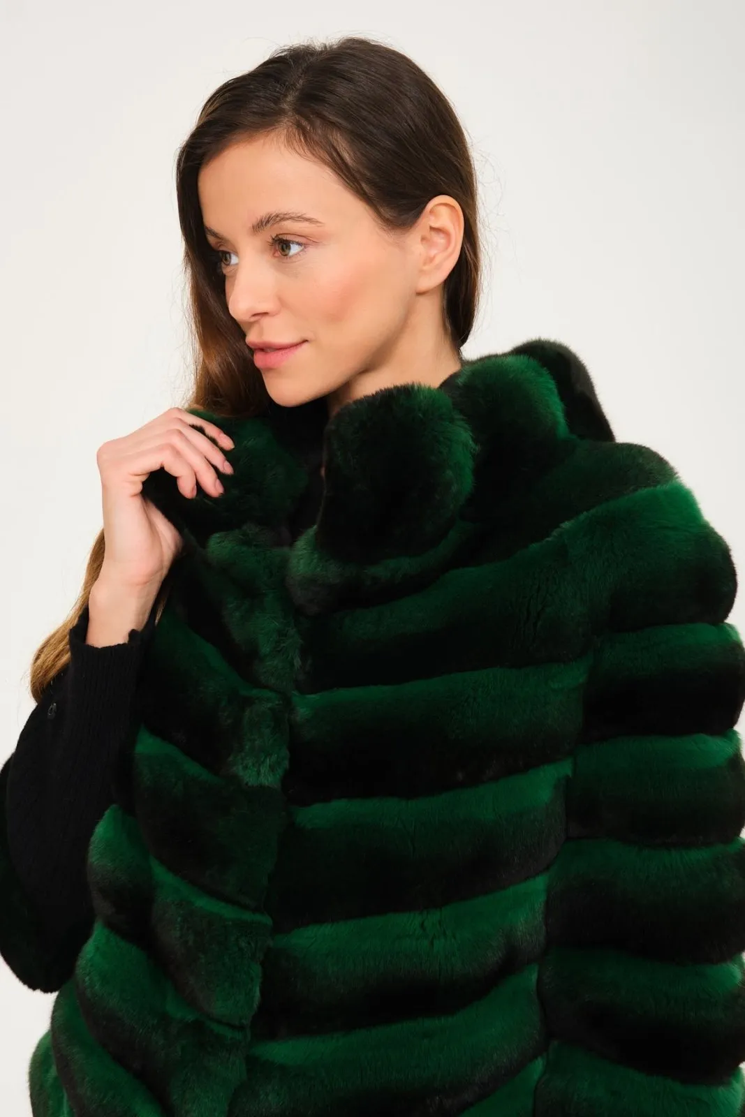 Green Chinchilla Fur Coat