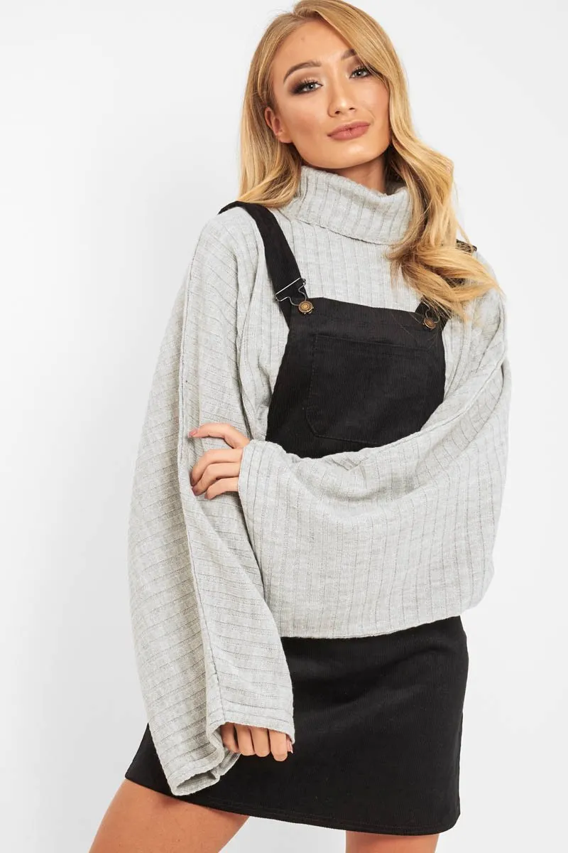 Grey Knit Roll Neck Batwing Jumper - Fallon