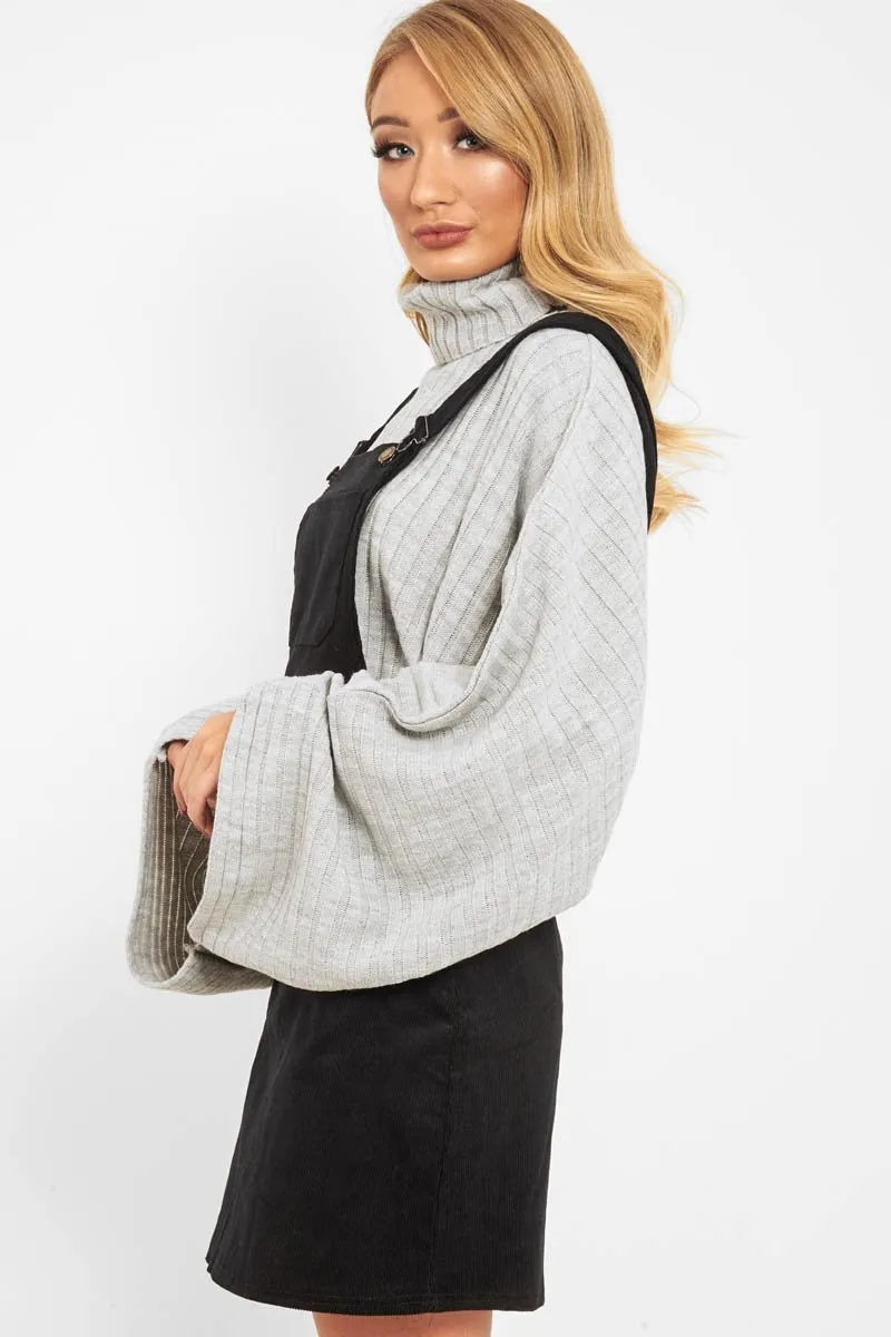 Grey Knit Roll Neck Batwing Jumper - Fallon