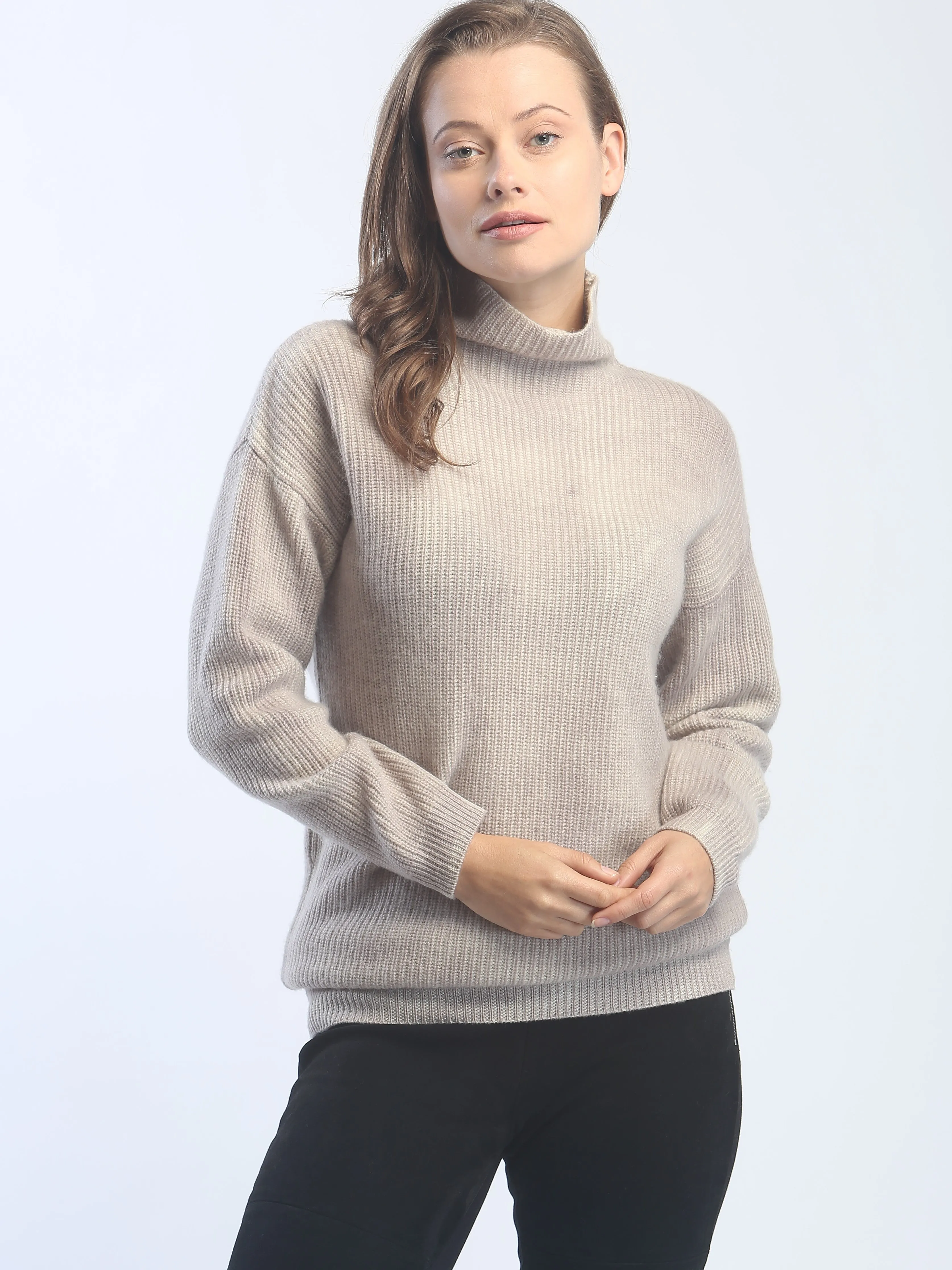 Hand Painted Ribbed Turtleneck Pullover