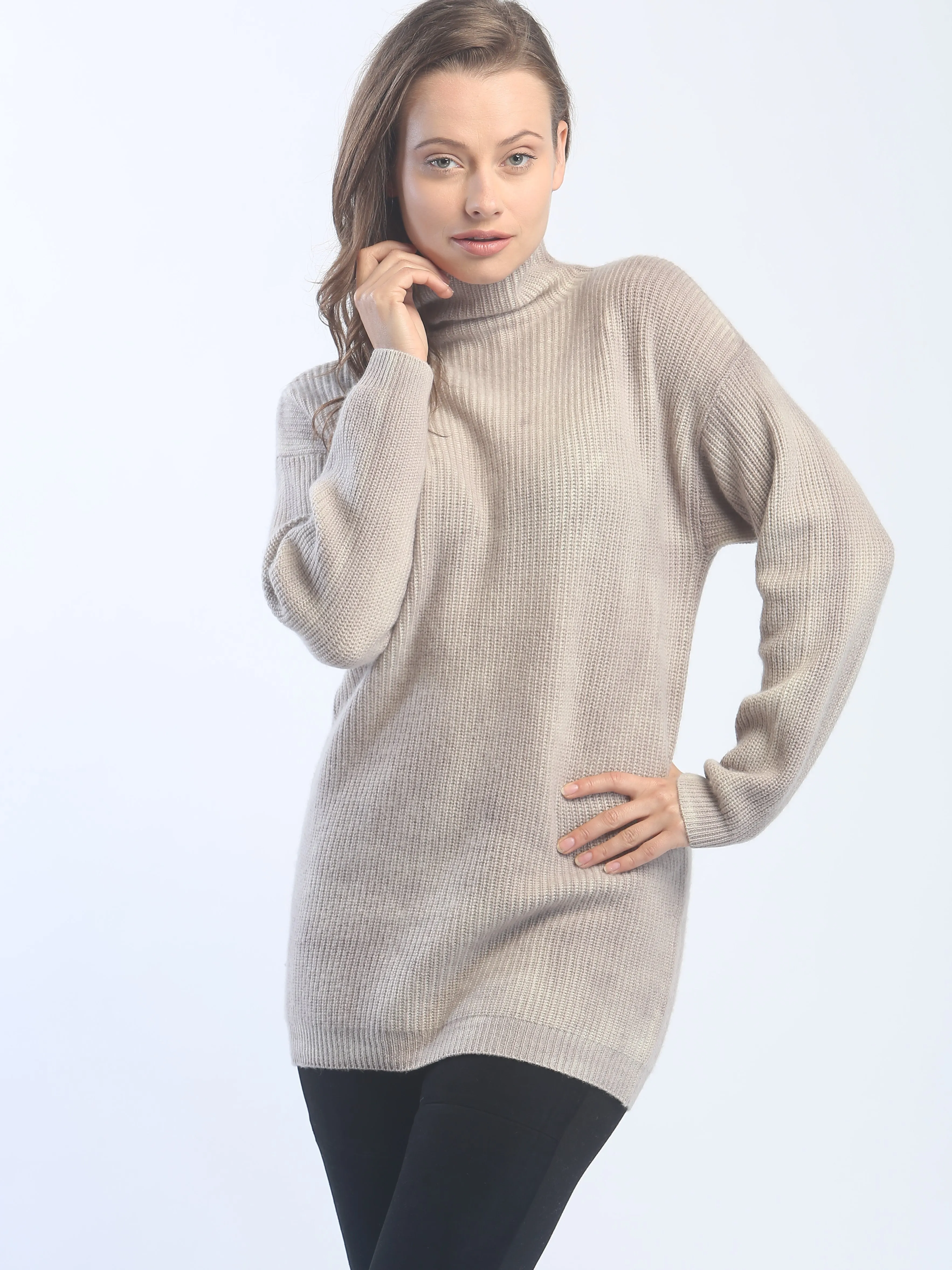 Hand Painted Ribbed Turtleneck Pullover