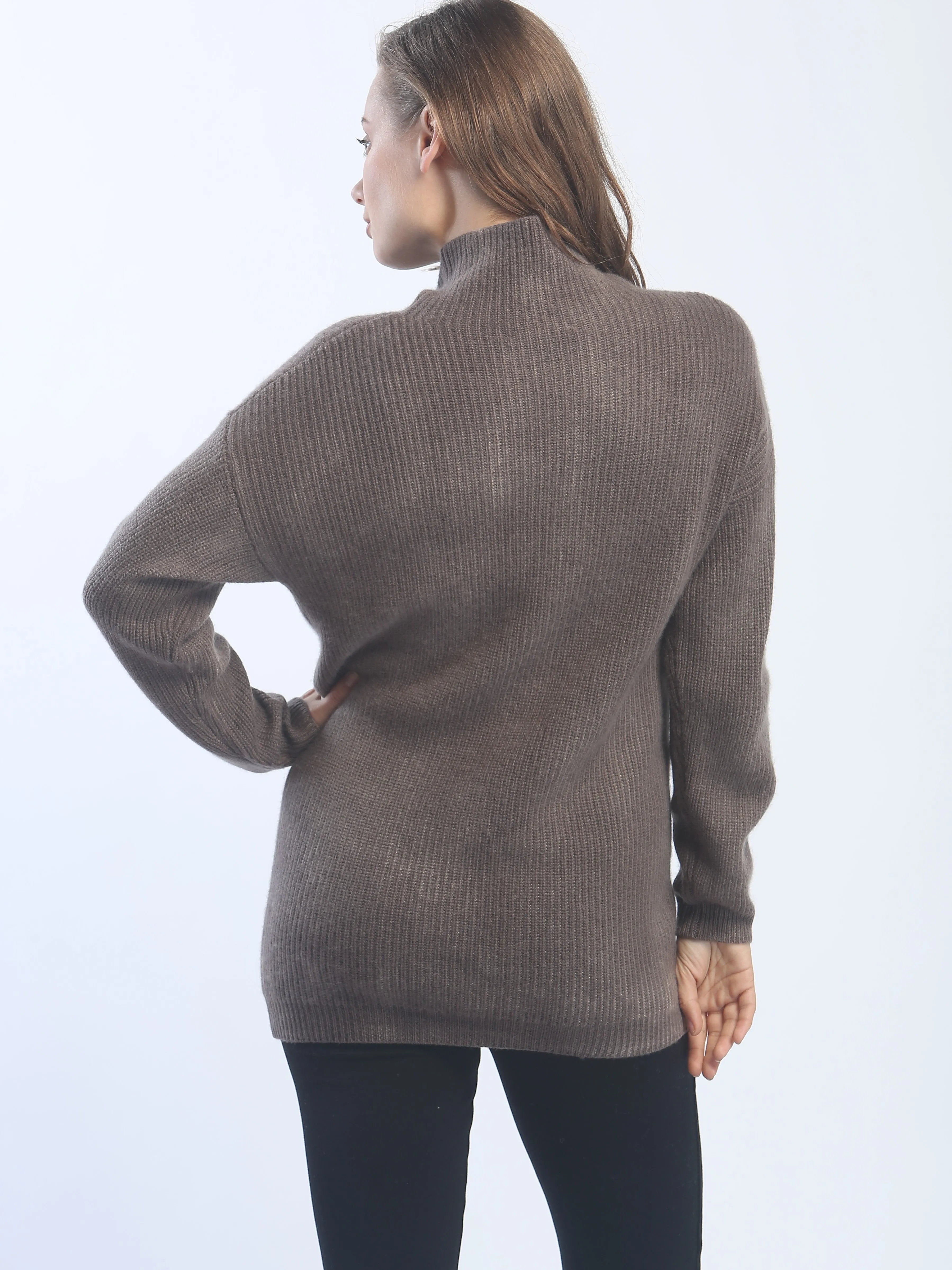 Hand Painted Ribbed Turtleneck Pullover