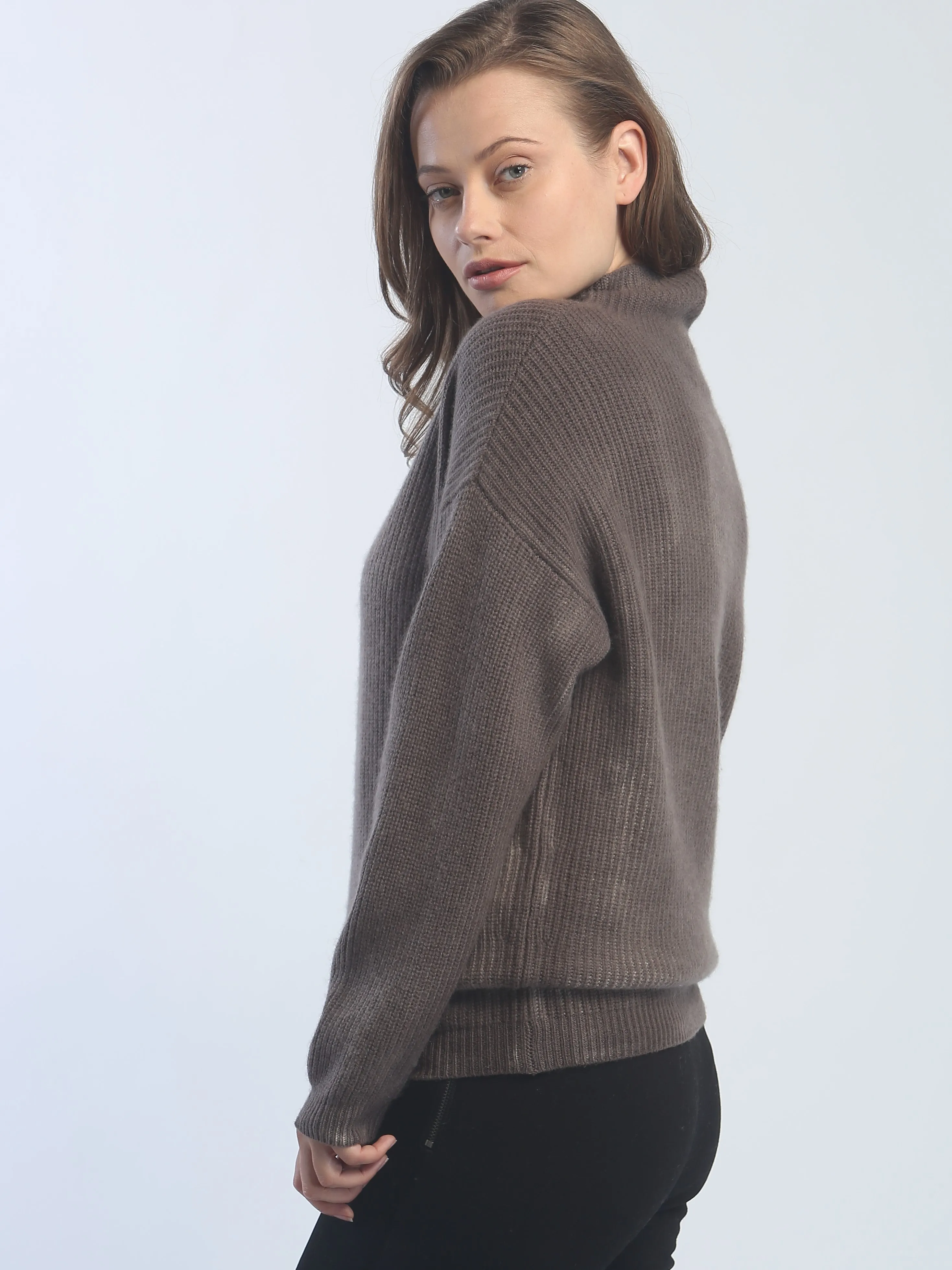 Hand Painted Ribbed Turtleneck Pullover