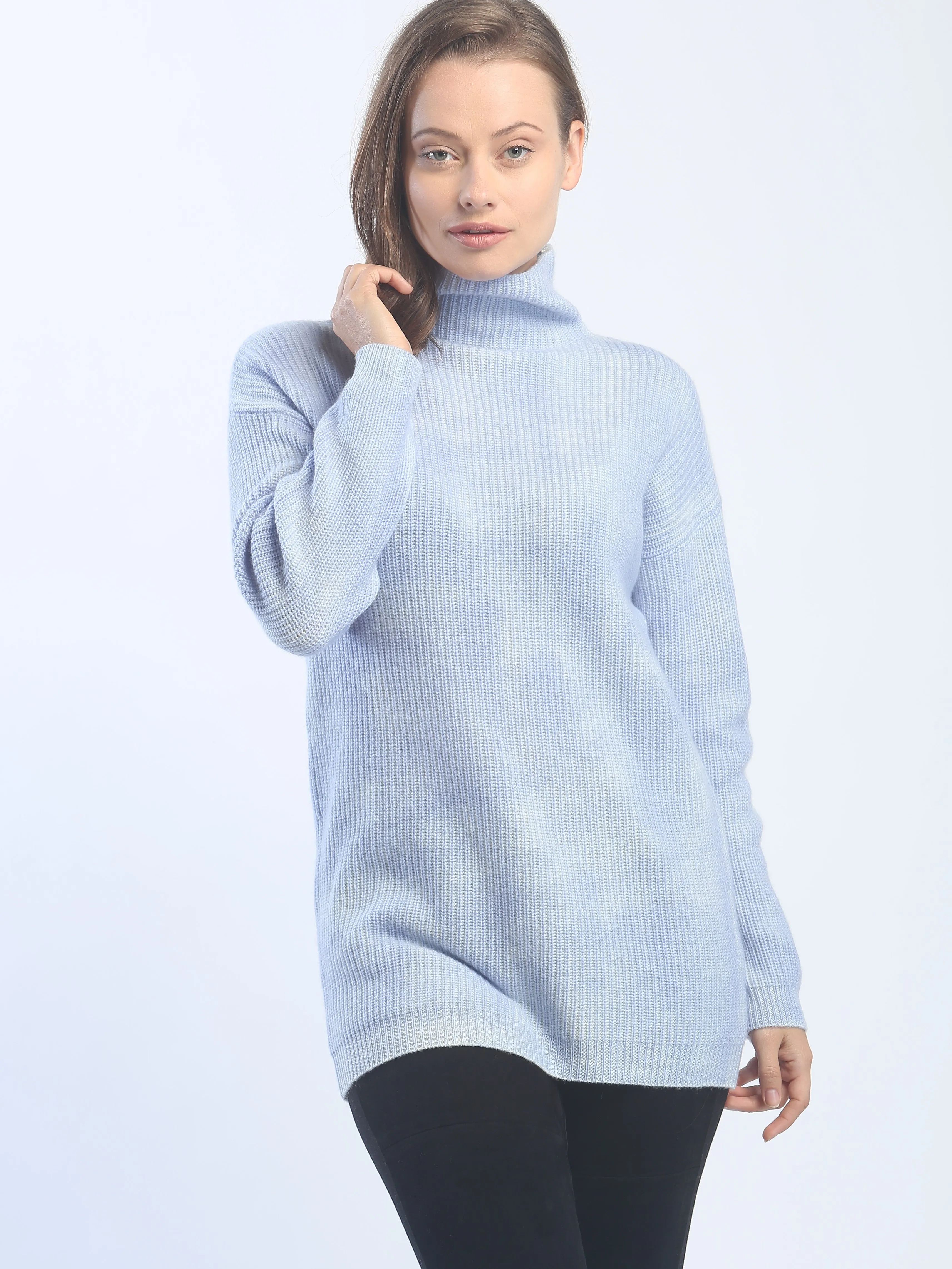 Hand Painted Ribbed Turtleneck Pullover