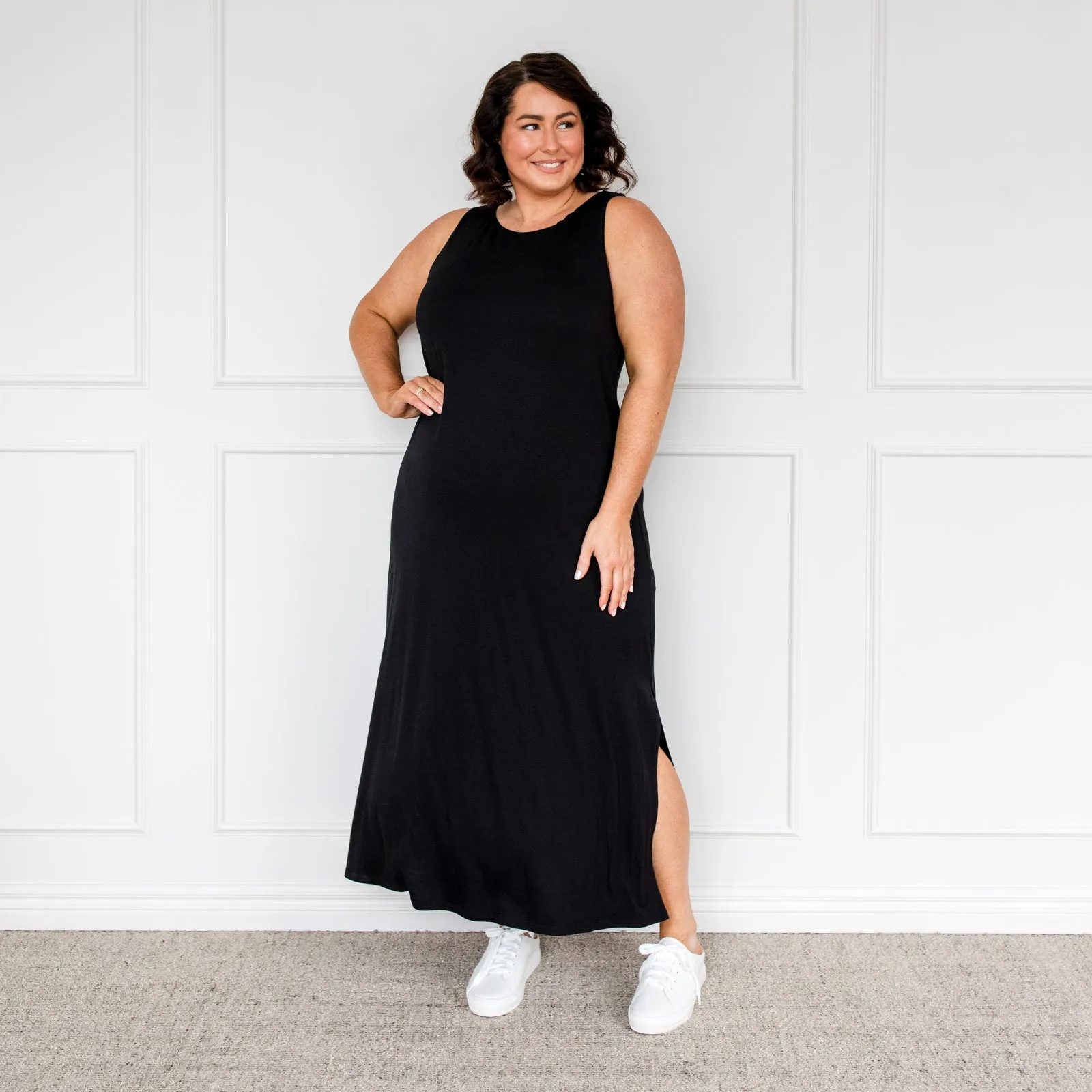 Harper tank maxi t-shirt dress - black