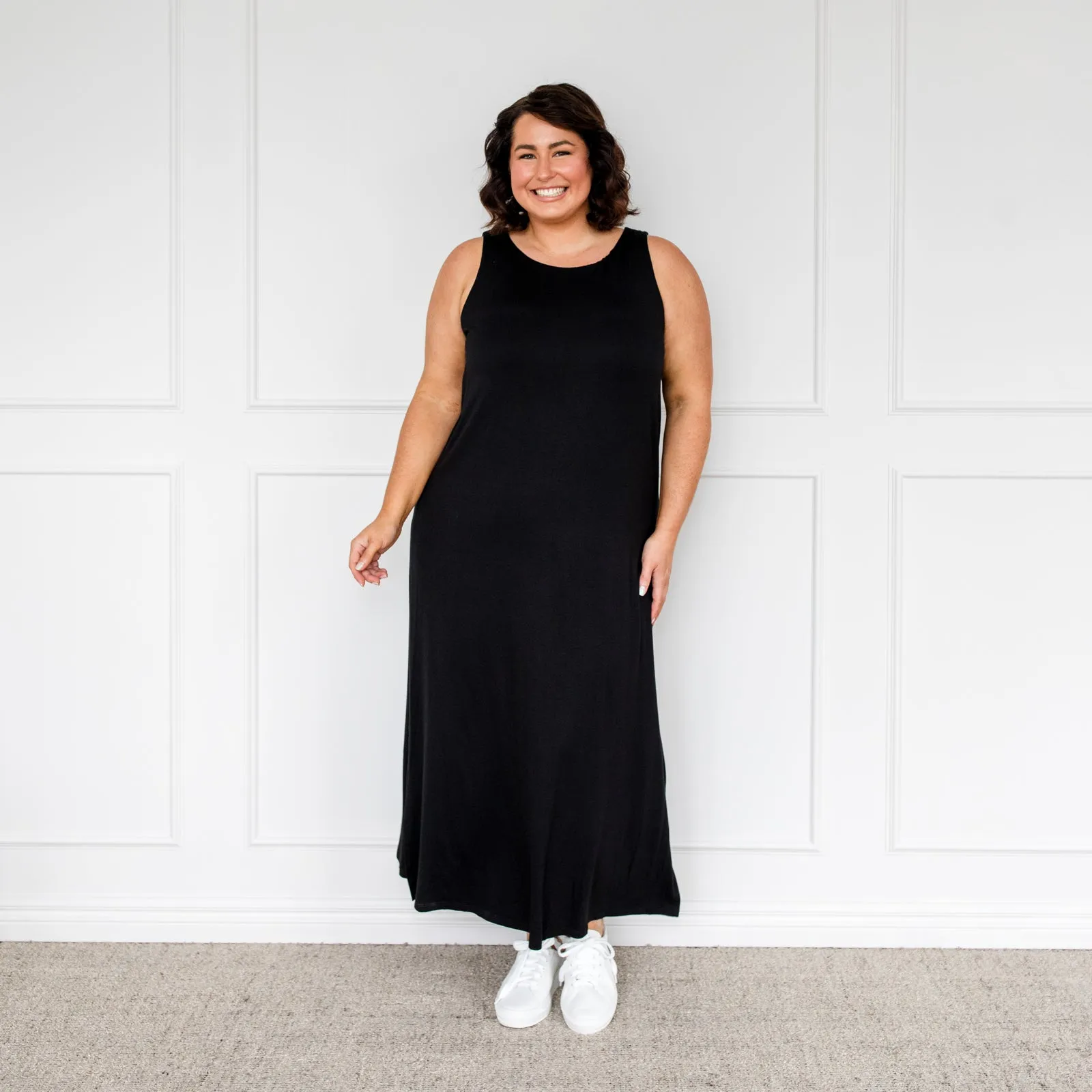 Harper tank maxi t-shirt dress - black