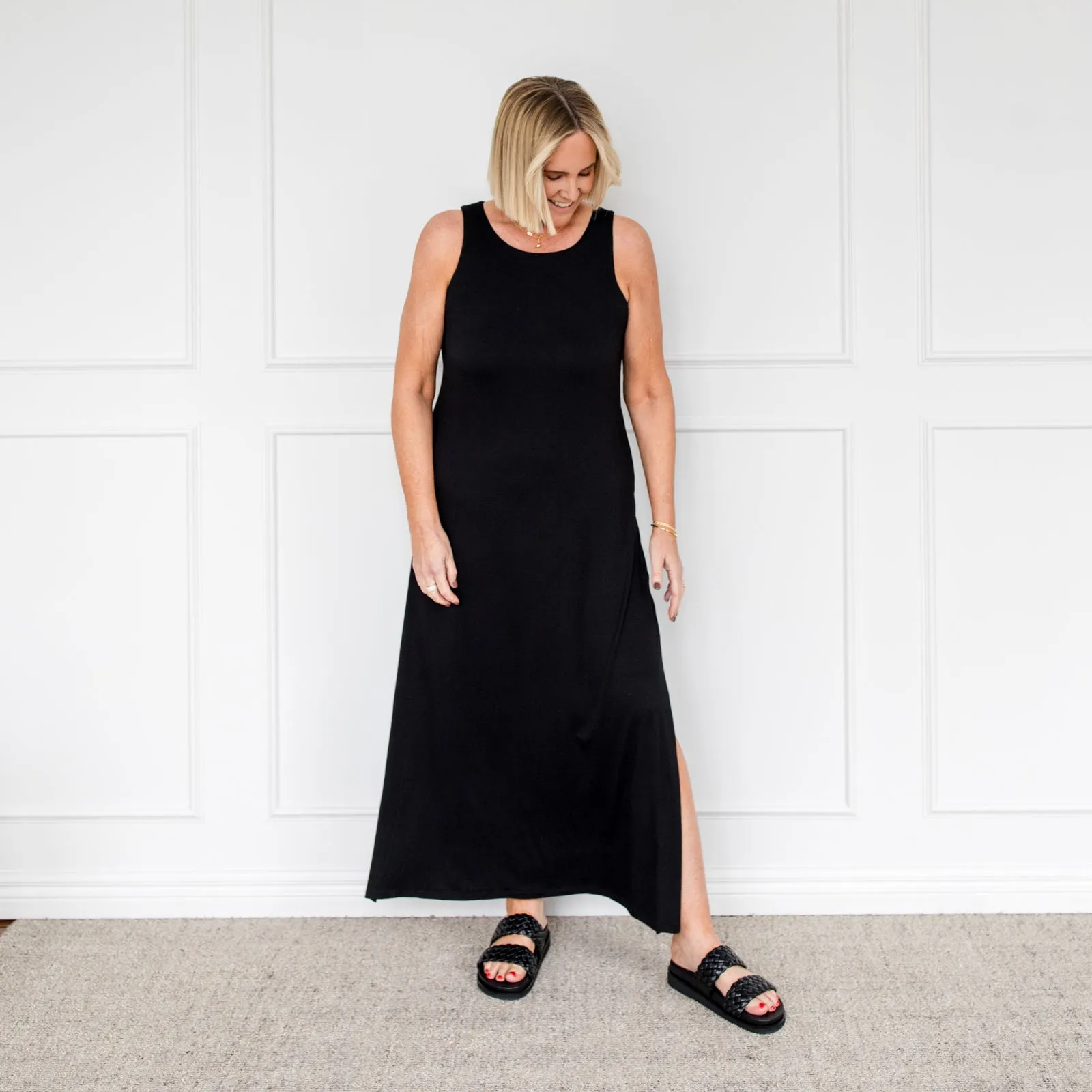 Harper tank maxi t-shirt dress - black