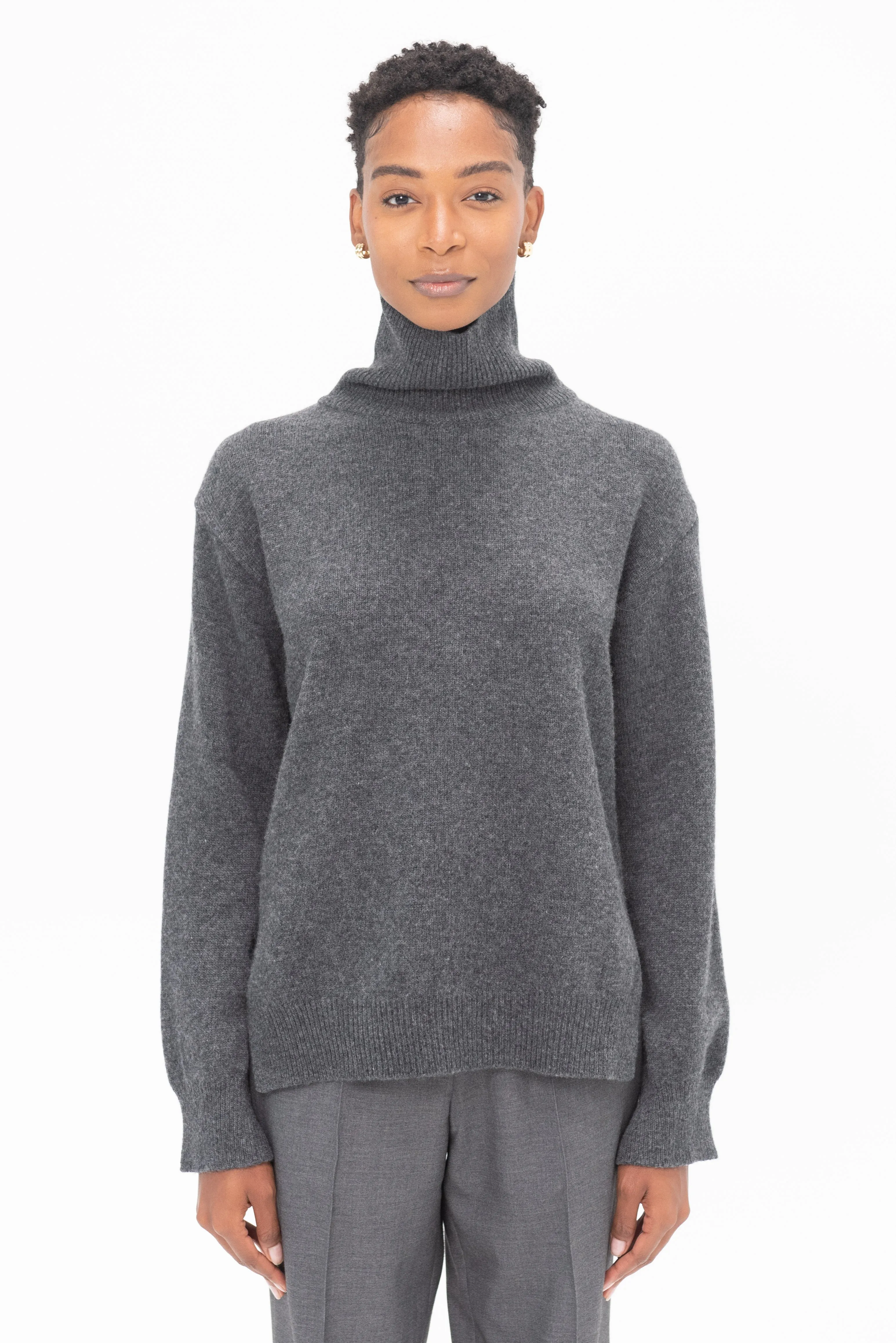 High Neck Knit, Charcoal