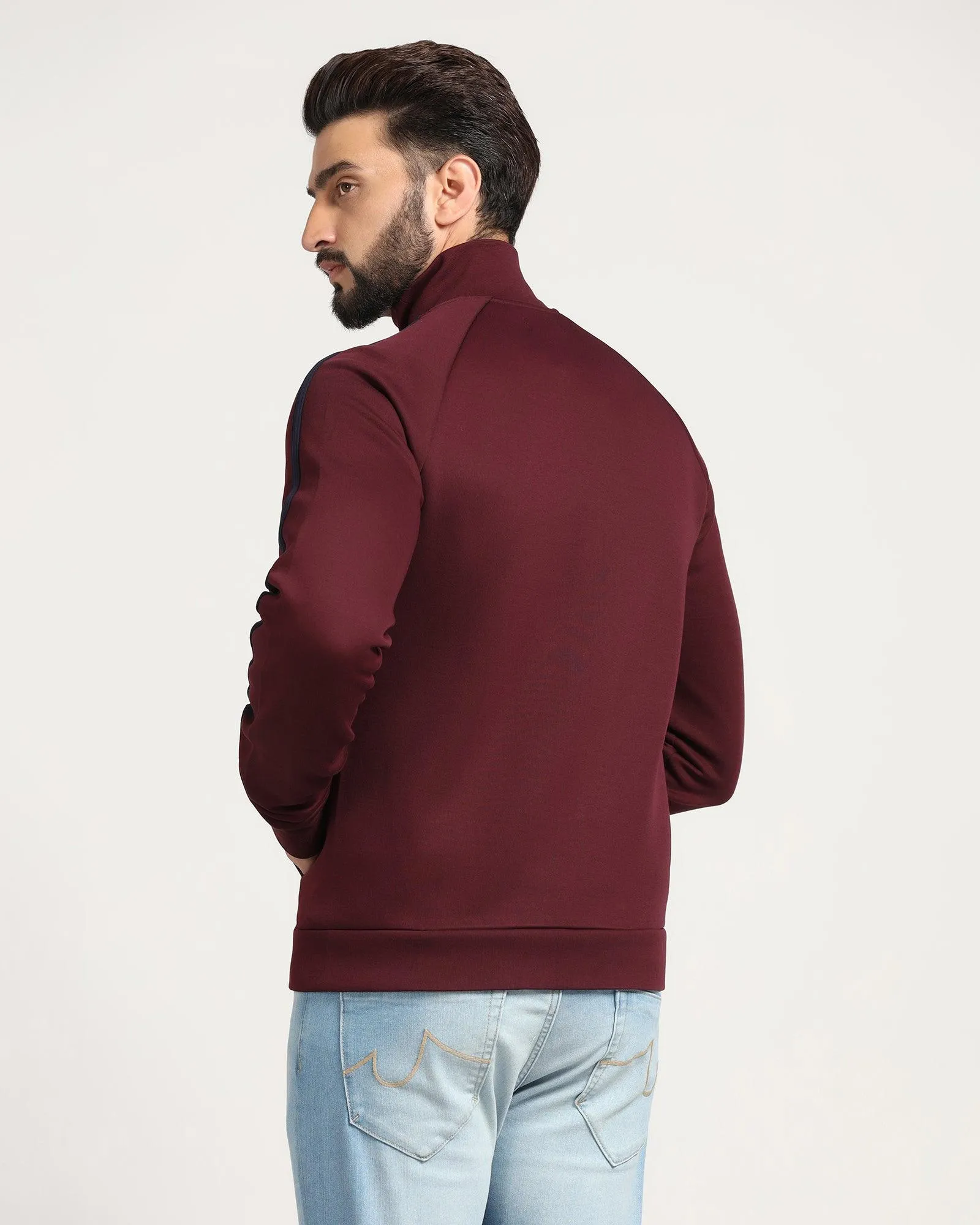 High Neck Plum Solid Sweatshirt - Decy