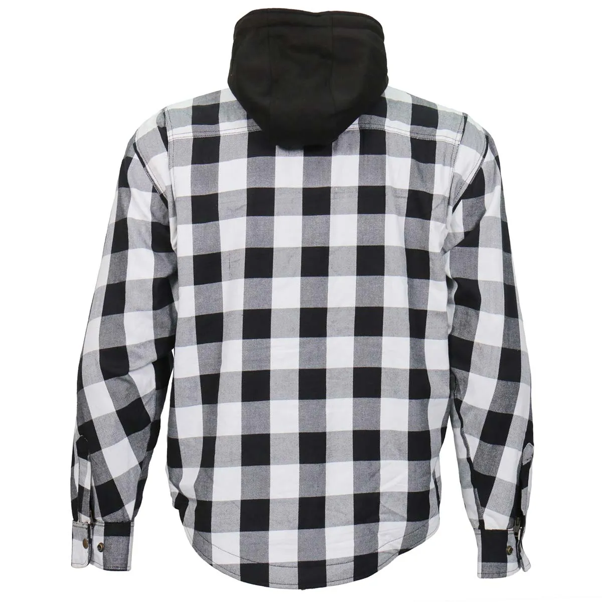 Hot Leathers JKM3006 Men’s Black and White Hooded Armored Flannel Jacket