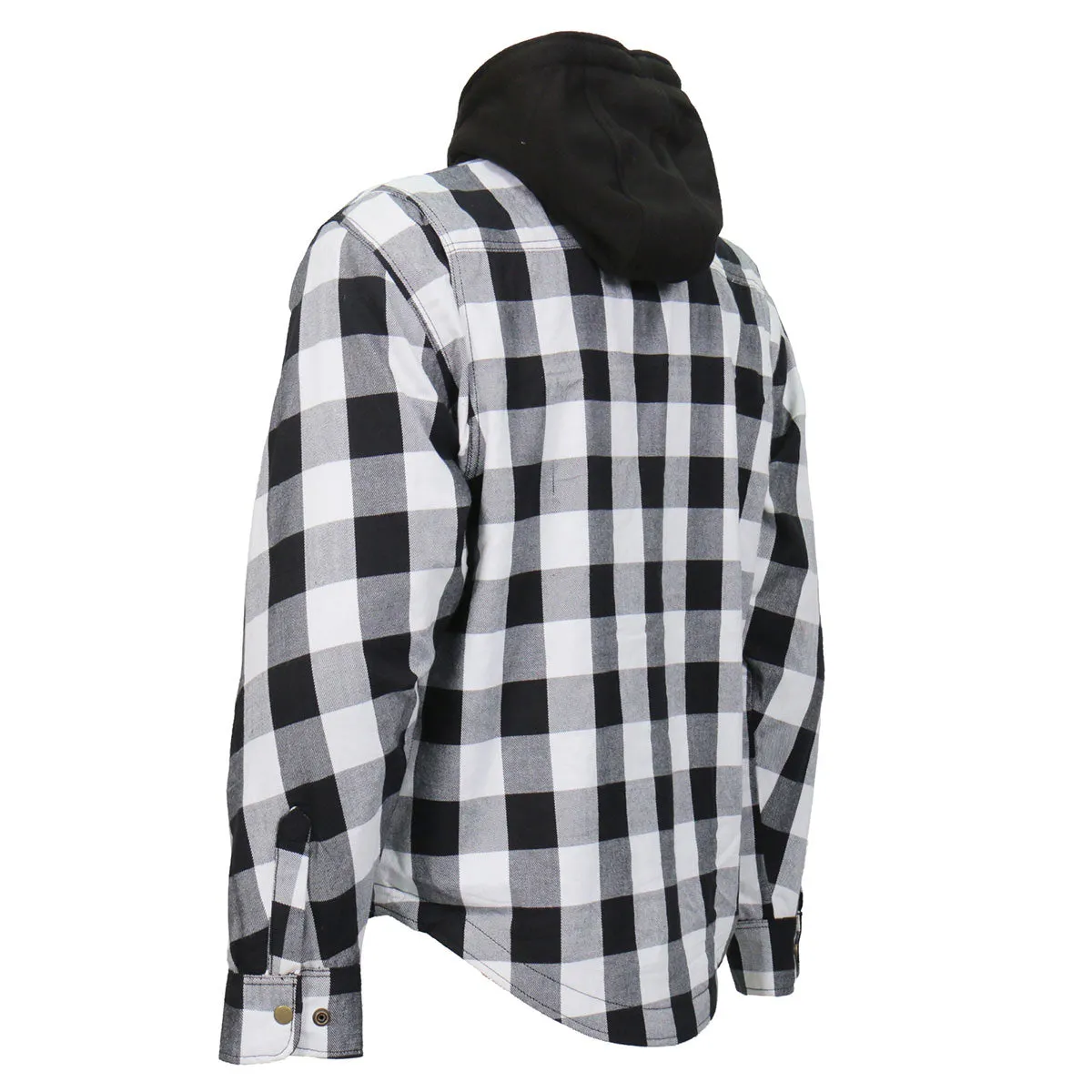 Hot Leathers JKM3006 Men’s Black and White Hooded Armored Flannel Jacket